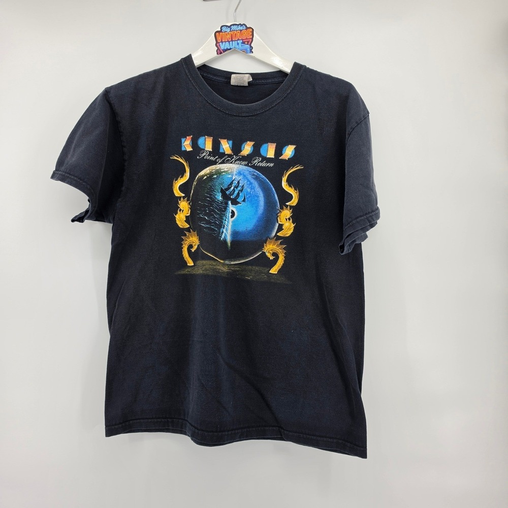 Vintage Kansas Point Of Know Return Tour Shirt Black Large Double Sided Tee